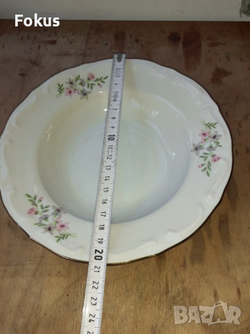 Български порцелан чиния флорална шарка, снимка 5 - Антикварни и старинни предмети - 53267919