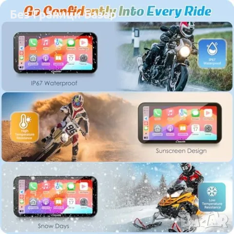 Нов Безжичен CarPlay и GPS за Мотоциклети, Водоустойчив 6.3" Дисплей, снимка 6 - Друга електроника - 48738915