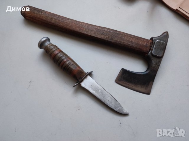 Стар български комплект брадва нож, снимка 4 - Екипировка - 39827739
