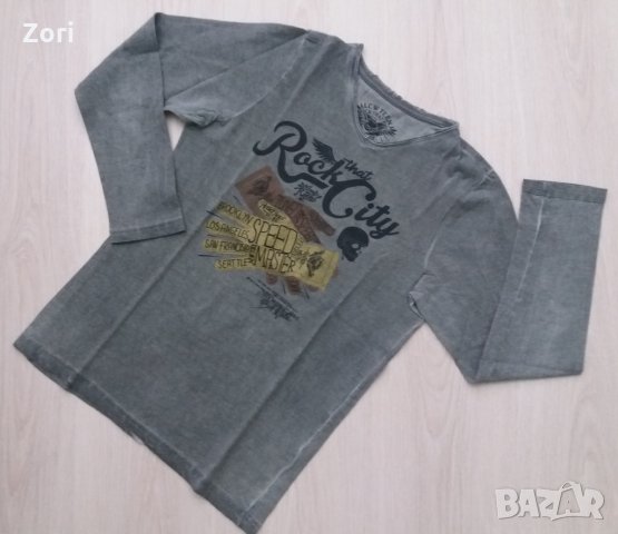 Зелена блуза с остро деколте и винтидж ефект, снимка 1