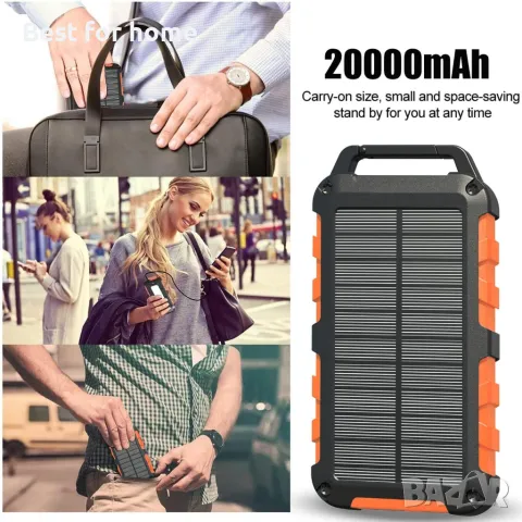Solar Power Bank 20000mAh, PD 15W, снимка 6 - Външни батерии - 48177189