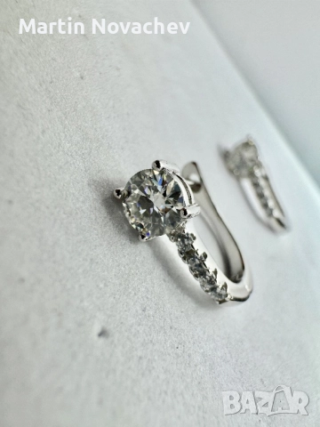 Сребърни обеци с мойсанит (Диамант) 0.5 карата, снимка 5 - Обеци - 52933555