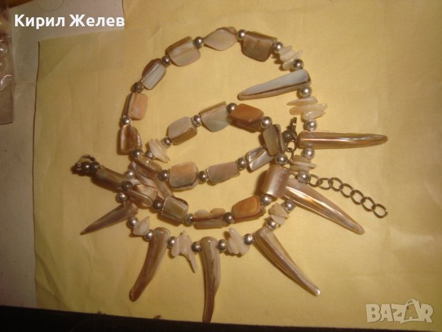 СКЪПОЦЕННА СЕДЕФЕНА ХЕНД МЕЙД АРТ ОГЪРЛИЦА КОЛИЕ КРАЛСКИ СЕДЕФ 30148, снимка 3 - Колиета, медальони, синджири - 37851540