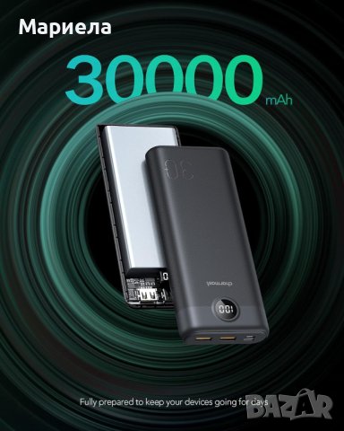 Charmast Power Bank 30000mAh, 20W Power Delivery QC 3.0 USB C Battery Pack Quick Charge Portable , снимка 6 - Външни батерии - 43382922