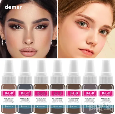 Комплект пигменти за татуировки DLD, Татуировка на вежди и устни, 14 бутилки по 15 мл, снимка 5 - Други - 49242050