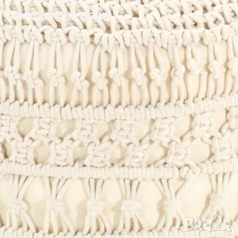 Ръчно изработен пуф в макраме, 45x30 см, памук, снимка 2 - Дивани и мека мебел - 48230703