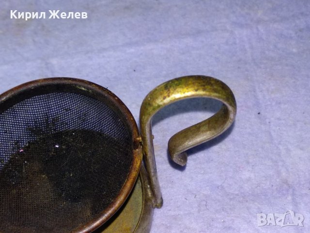 Рядка СТАРИННА МЕДНА ЦЕДКА За ЧАЙ с ПОСРЕБРЕНО БРОНЗОВО СЪДЧЕ с ЩЕМПЕЛ PATENT PENDING 32866, снимка 16 - Антикварни и старинни предмети - 43980904