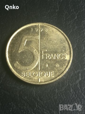 Белгия, 5 франка 1998, френски текст, Belgium, Belgien, снимка 1