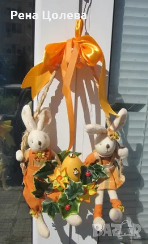 Семейство зайци за входната врата за Великден, снимка 2 - Декорация за дома - 49571807
