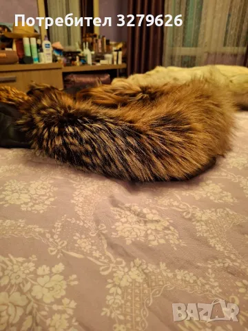Дамско кожено яке с естествен косъм от енот , снимка 6 - Якета - 48697443