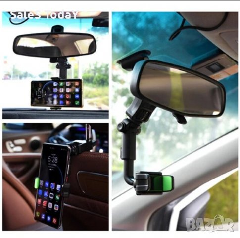 Стойка за телефон за огледало, 360, за кола, за огледало, сенник, снимка 4 - Аксесоари и консумативи - 37379499