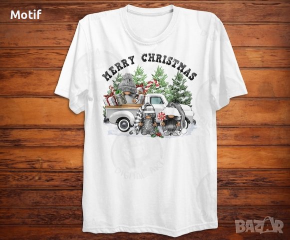 Коледна тениска камион с елхи / коледен гном , снимка 1