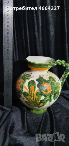 Ръчно рисувана керамична ваза, снимка 2 - Вази - 53069177