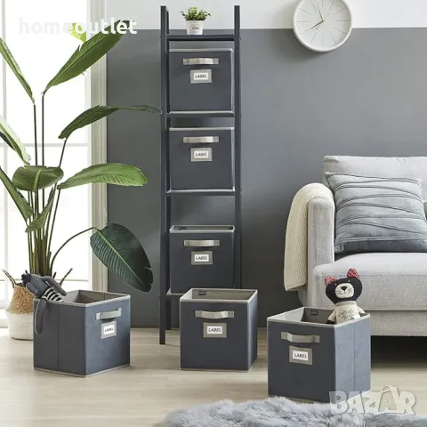 Кутии за съхранение 28x28x28 - Комплект от 6 платнени сгъваеми кутии, снимка 4 - Други - 47607623