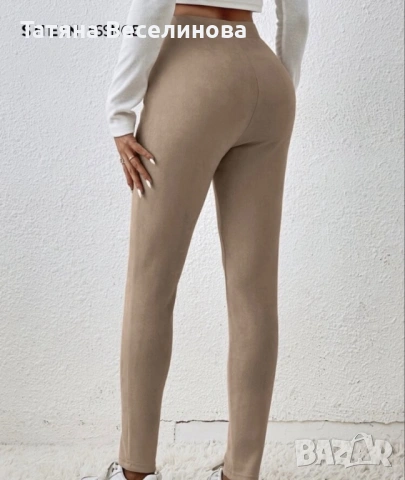 Велурен бежов клин панталон, снимка 5 - Клинове - 53279729