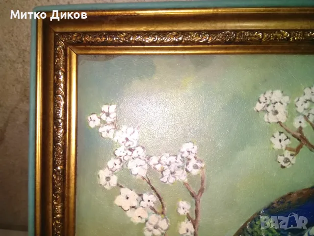 Картина Кралски Паун с инкрустирани кристалчета върху кожено платно нова 29х38см  и 217х302мм, снимка 10 - Картини - 48513408