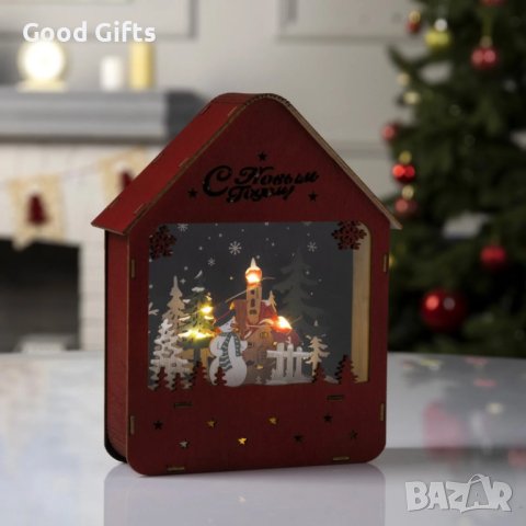 LED Светеща Коледна къща със Снежен човек, снимка 2 - Декорация за дома - 43072479