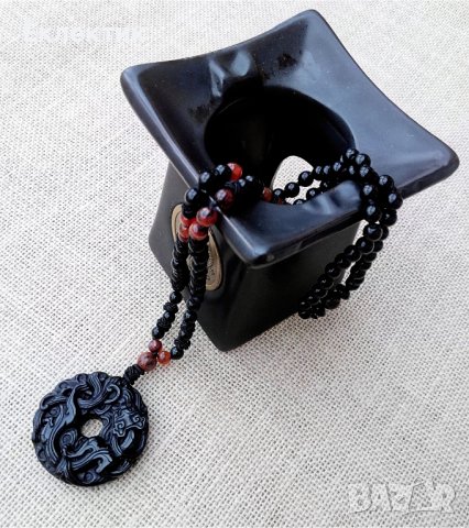 Амулети от естествен обсидиан с гердани, снимка 12 - Колиета, медальони, синджири - 38903566