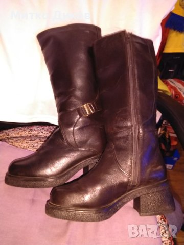 Gewmark Hamburg sole m. Italy естествена кожа маркови ботуши №37 отлични с подплата ток-45мм Н-420мм, снимка 6 - Дамски ботуши - 43525313