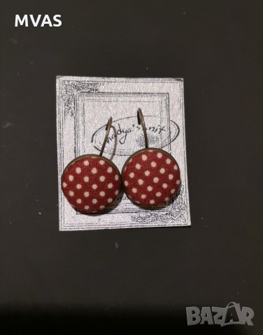 Нови дизайнерски обеци Nadyas Knit ръчна изработка  бордо на точки