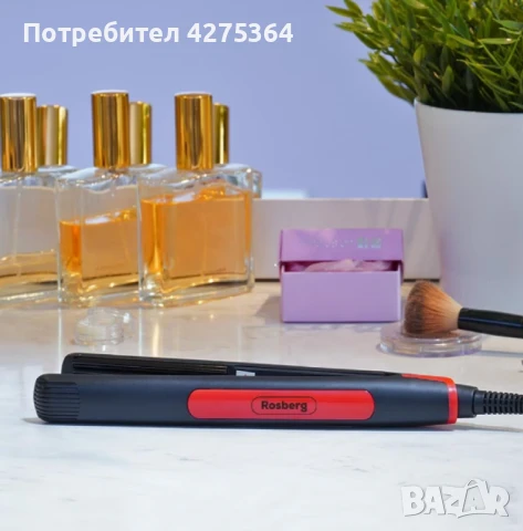 Преса за коса Rosberg, въпнообразна плоча, черно/ червено, 2 ГОДИНИ ГАРАНЦИЯ, снимка 1