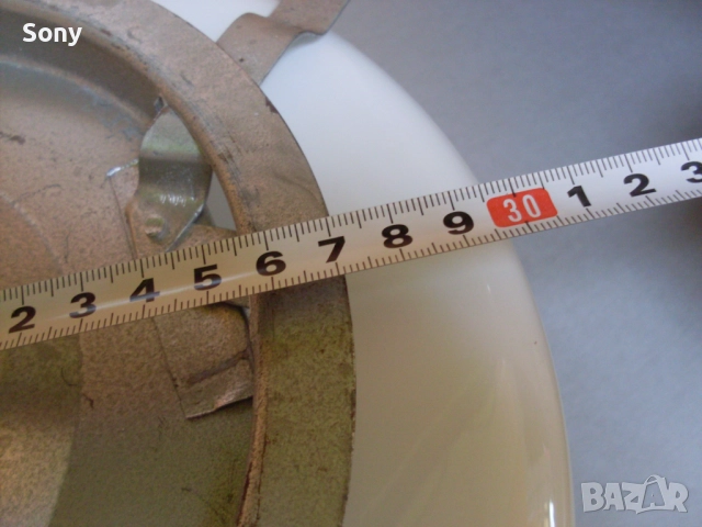 Стари български стъклени плафони, аплици за таван- комплект 2бр., снимка 3 - Антикварни и старинни предмети - 52682073