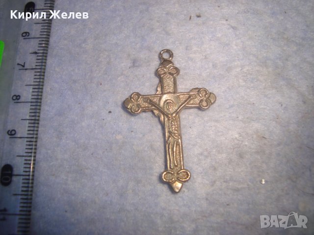 СТАРО ПОСРЕБРЕНО НАГРЪДНО МАЛКО РАЗПЯТИЕ ДВУСТРАННО КРЪСТЧЕ 20166
