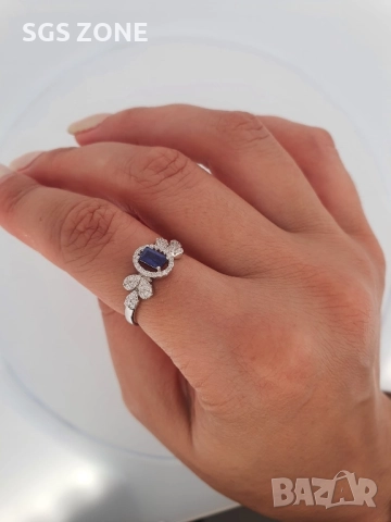 Сребърен пръстен, универсален размер, със сарфир, изумруд или рубин, снимка 4 - Пръстени - 51746975