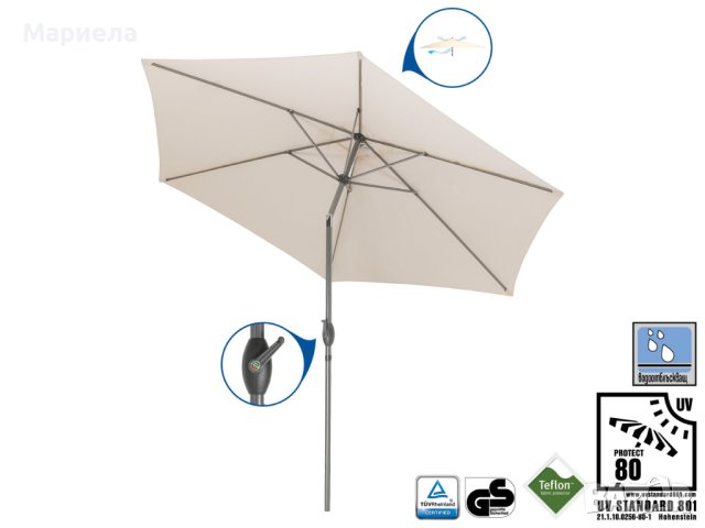 Градински чадър с манивела , Пазарен чадър 3x2.50м , Голям чадър 3метра кръгъл с Uv