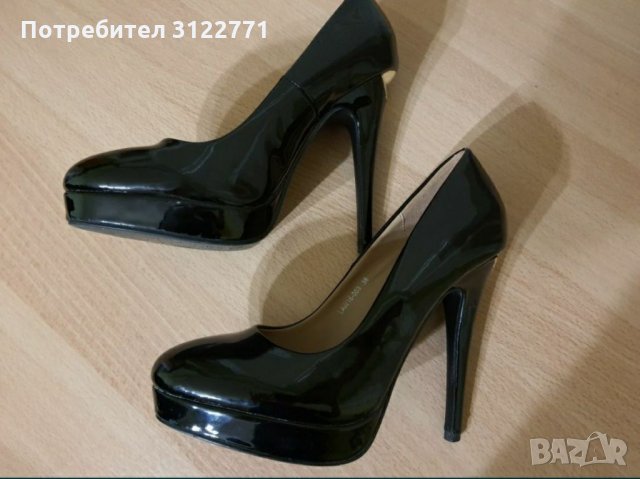 Черни кожени обувки, снимка 3 - Дамски обувки на ток - 33482348