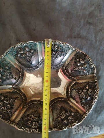 посребрена метална купа в стил арт деко, снимка 3 - Други ценни предмети - 37411843