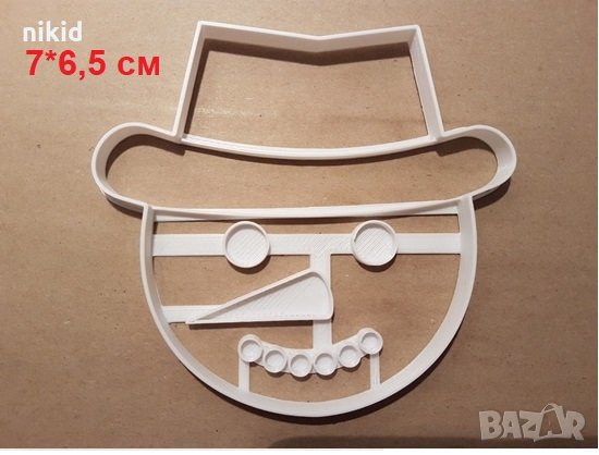 Глава на Снежен човек пластмасов резец форма фондан тесто бисквитки