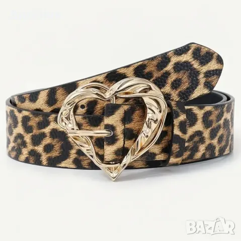 Ефектен леопардов колан с красиво сърце, снимка 2 - Колани - 47688889