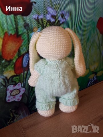Плетена играчка Заек-Беби, Плетени, ръчно изработени, прекрасен подарък, снимка 5 - Плюшени играчки - 38318925