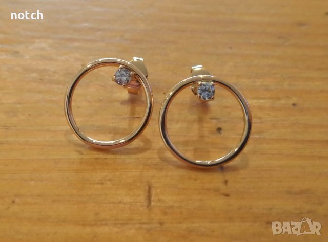 Златни обеци с циркони, снимка 2 - Обеци - 38507446