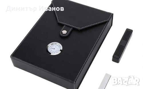 Естесвена кожа преносим хумидор със хидрометър и овлажнител, снимка 6 - Други - 50978374