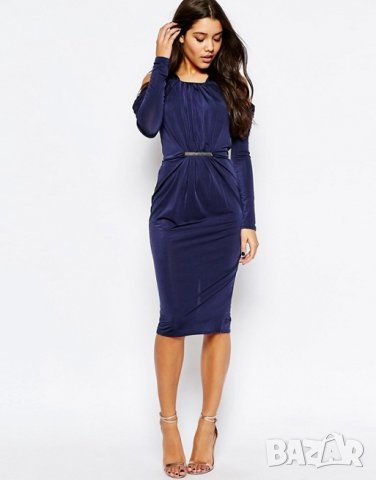 ASOS тъмно синя рокля, снимка 3 - Рокли - 28807938