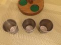 Нов! Старинен немски комплект за ракия калай дърво, чаши чаша, снимка 5