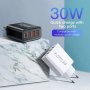 Зарядно за бързо зареждане 30 W с 3 USB порта и 1 Тип C 