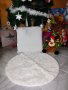 Ново бяло кръгло пухкаво килимче с възглавница плюш-лукс!, снимка 4