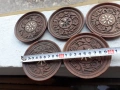 Стари дървени подложки за чаши дърворезба и седеф, снимка 6
