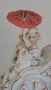 Корейска , vintage, порцеланова фигурка на дама с чадър в рикша. , снимка 4