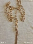 Дълго златисто колие с ресни Арт бижу майсторска изработка 51923, снимка 6