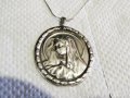 Голям сребърен медальон Дева Мария, богородица, икона богодорица - притежавайте този медальон 