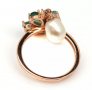 Уникален дамски сребърен пръстен със Смарагди,бял Топаз и бяла перла, снимка 3