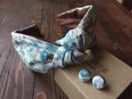 Комплект диадема и обеци Ръчна изработка Диадема с възел Синьо Бяло , снимка 1 - Аксесоари за коса - 28881871