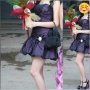 Бална рокля в лилаво + чанта и цвете за коса