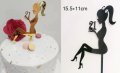 21 Години Момиче лейди черен златен твърд акрил топер украса декор за торта рожден ден, снимка 1 - Други - 33095387
