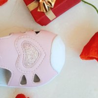 Бебешки Сандали за момиче от Естествена кожа, с брокатено сърце BUBBLE KIDS, снимка 7 - Детски сандали и чехли - 36952828