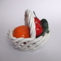 Порцеланова кошничка с плодове, ръчно изработена, снимка 4 - Декорация за дома - 43845096